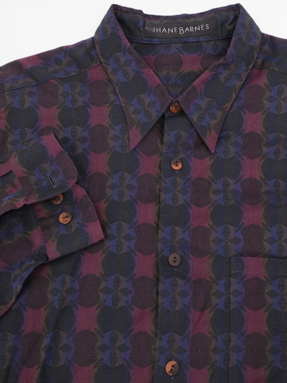 VTG Jhane Barnes Shirt Mens Large Cotton Geometric Button Up Long Sleeve Casual